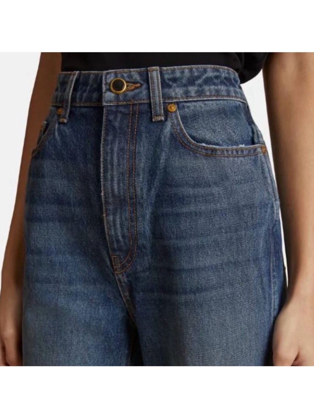 KHAITE Dark Blue High-Rise Straight Jeans